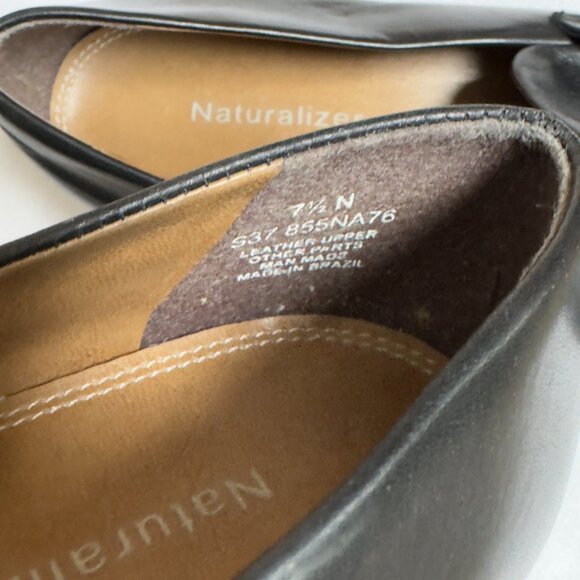NATURALIZER Womens Black Leather Loafers Low Block Heel SlipOn Comfort Size 7.5N - Picture 9 of 11